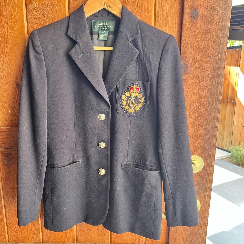 RALPH LAUREN Petite Navy Vintage Blazer 4P